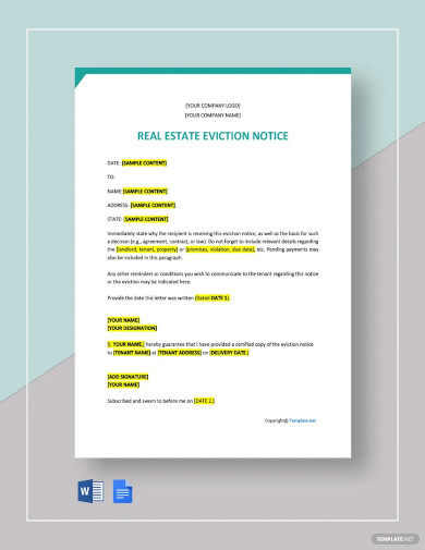 sample real estate eviction notice template