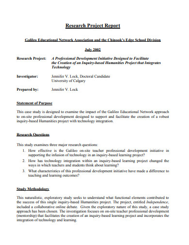 FREE 10 Research Project Report Templates In PDF Ms Word Free 