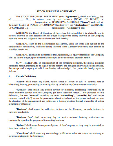 11+ Stock Purchase Agreement Templates In Pdf 