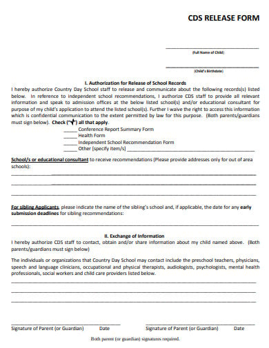 school records release authorization form