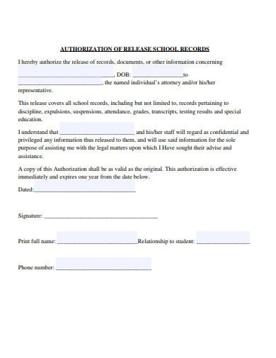 school records release form