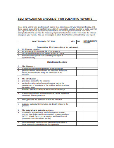 research report checklist