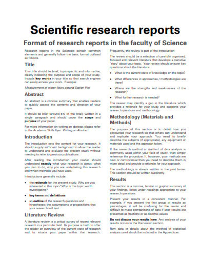 scientific research report template