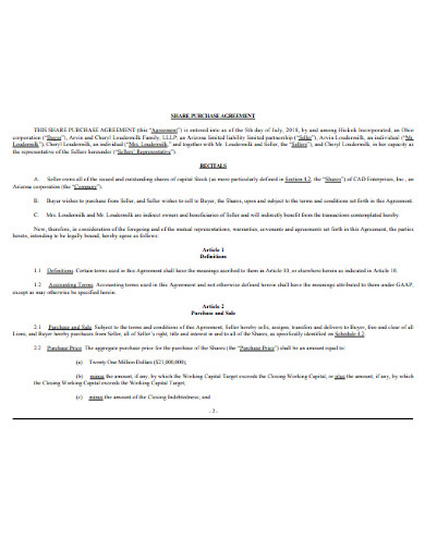 share purchase agreement template