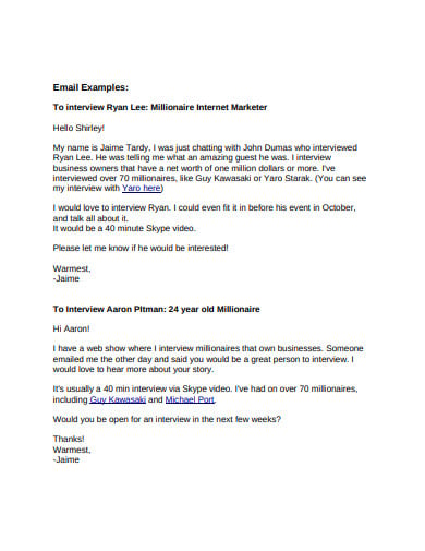 simple interview invitation email