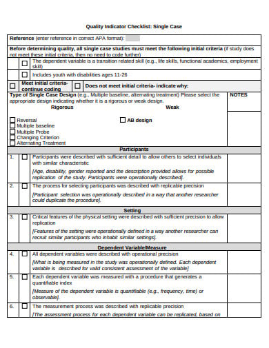 single subject research checklist template