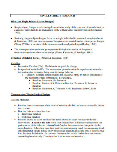 single subject research template