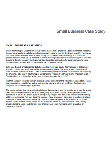 small business plan case study pdf