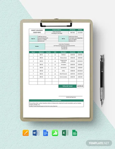 software purchase order form template