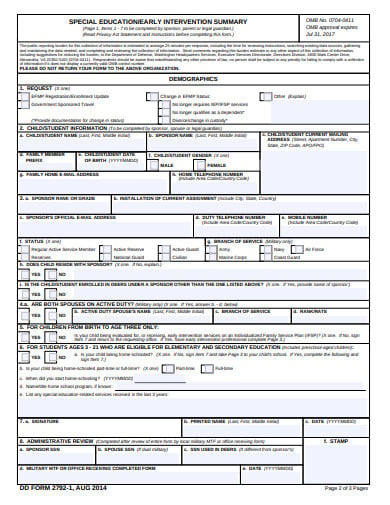 special education summary form template