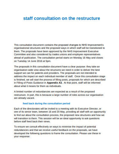 staff consultation restructure