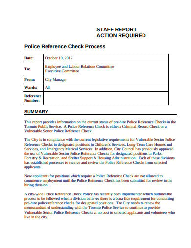 staff reference check report template