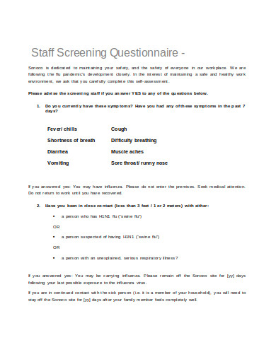 staff-screening-questionnaire-template