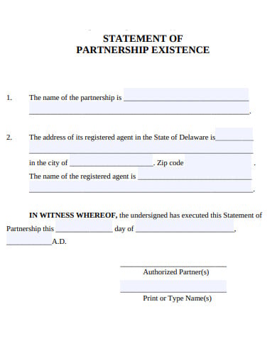 statement of partnership existence