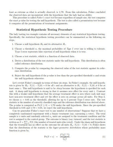 statistical null hypothesis testing procedures
