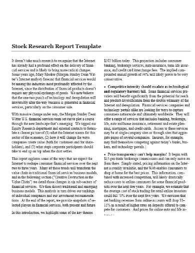 stock daily research report template in doc