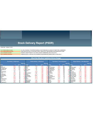 stock delivary research report template