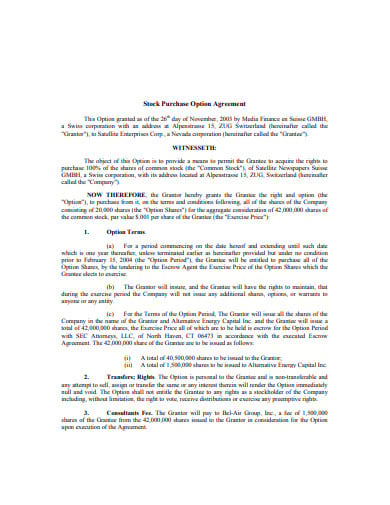 stock repurchase option agreement form template