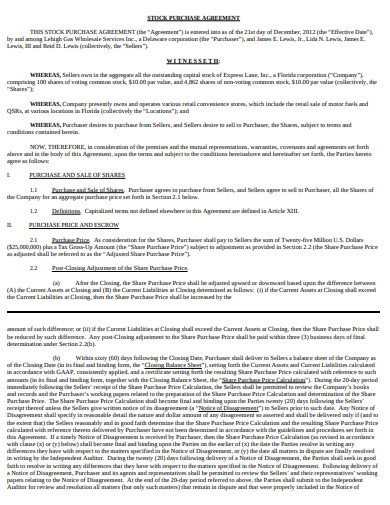 stock repurchase sale share agreement template
