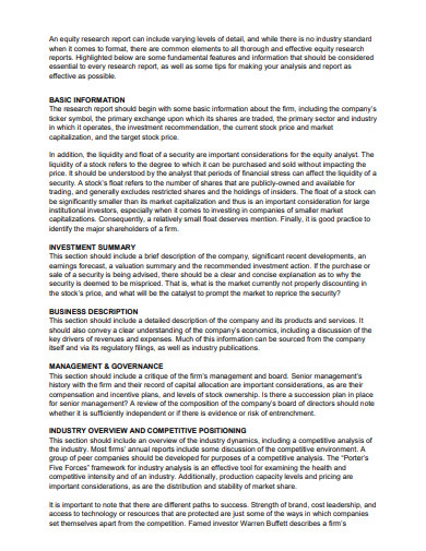 FREE 8+ Stock Research Report Templates in PDF | MS Word | XLS