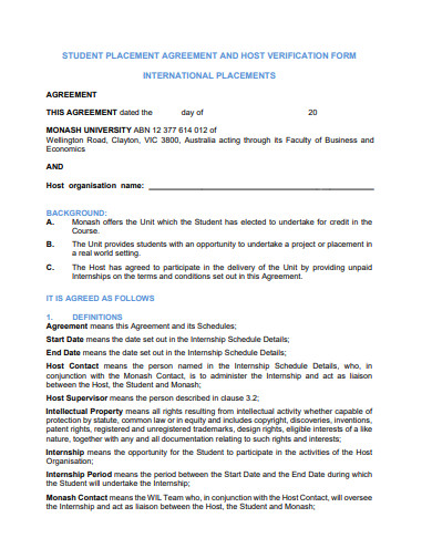 10+ Student Internship Placement Agreement Templates in PDF