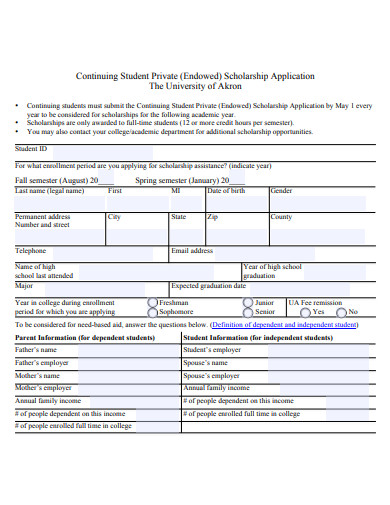 student-private-scholarship-application-template