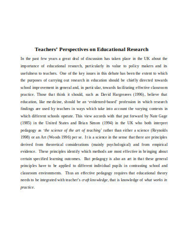 teachers’ perspectives on educational research sample