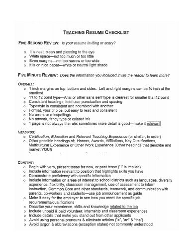 teaching-resume-review-checklist