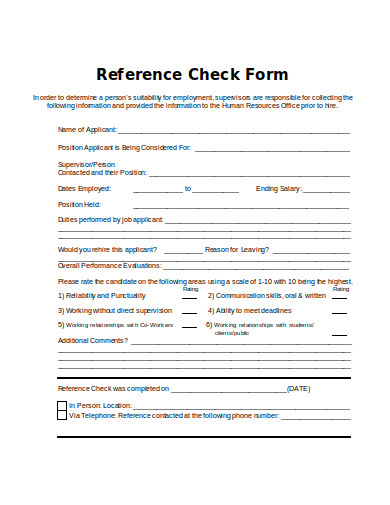 10+ Telephone Reference Check Form Templates in Google Docs | Word ...