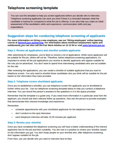 5+ Telephone Screening Templates in PDF