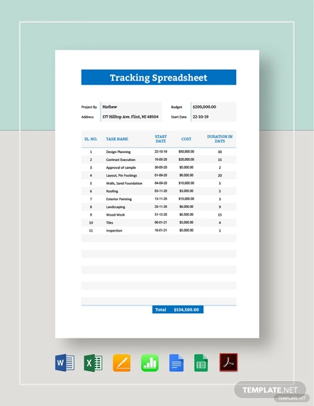 tracking spreadsheet template