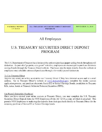 treasury securities direct deposit