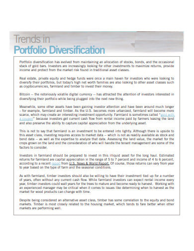 trends in portfolio diversification