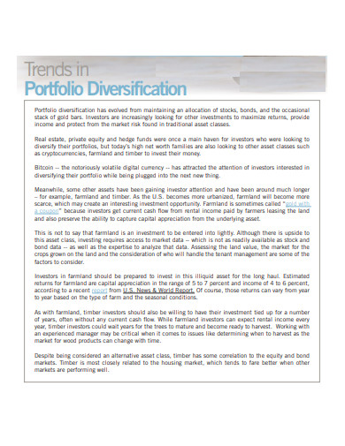 diversification portfolio thesis