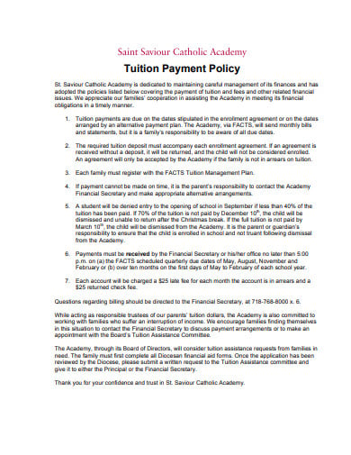 tuition payment policy format