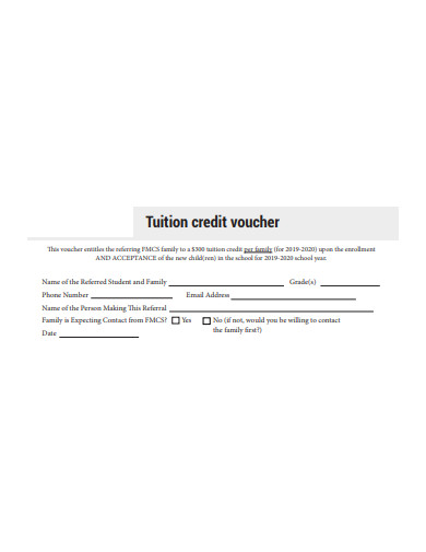 tuition credit voucher template