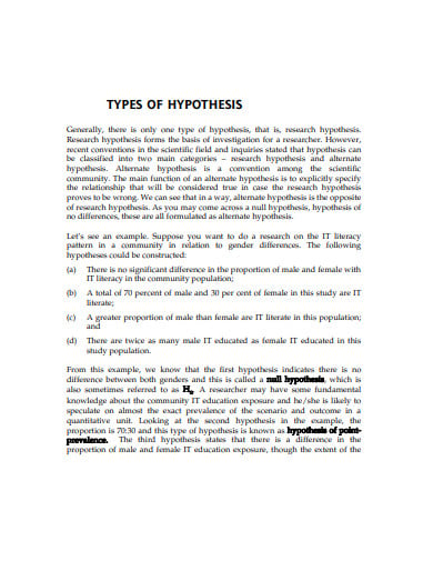 hypothesis of the study example quantitative