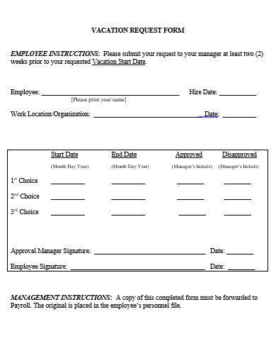 10+ Vacation Request Form Templates in PDF | DOC