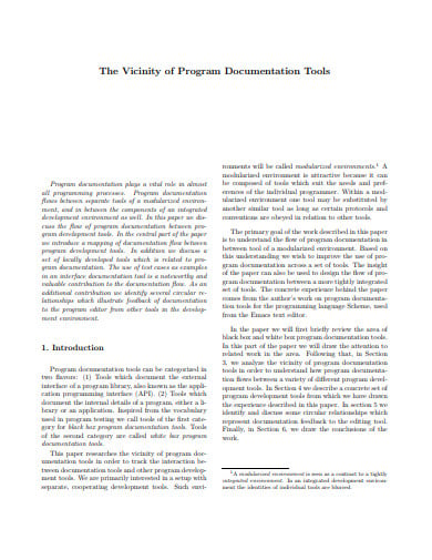 vicinity of program documentation tools