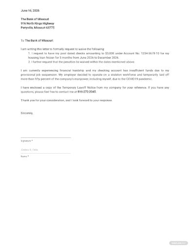 waiver of payment letter template