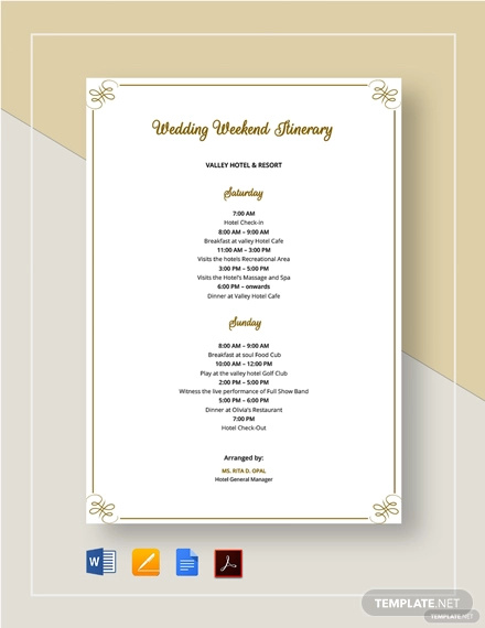 52+ Wedding Itinerary Templates - DOC, PDF, PSD