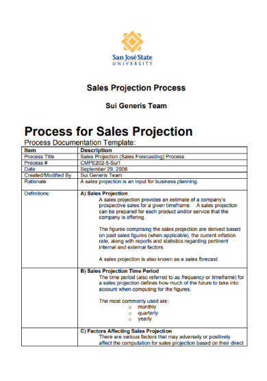 process for sales projection