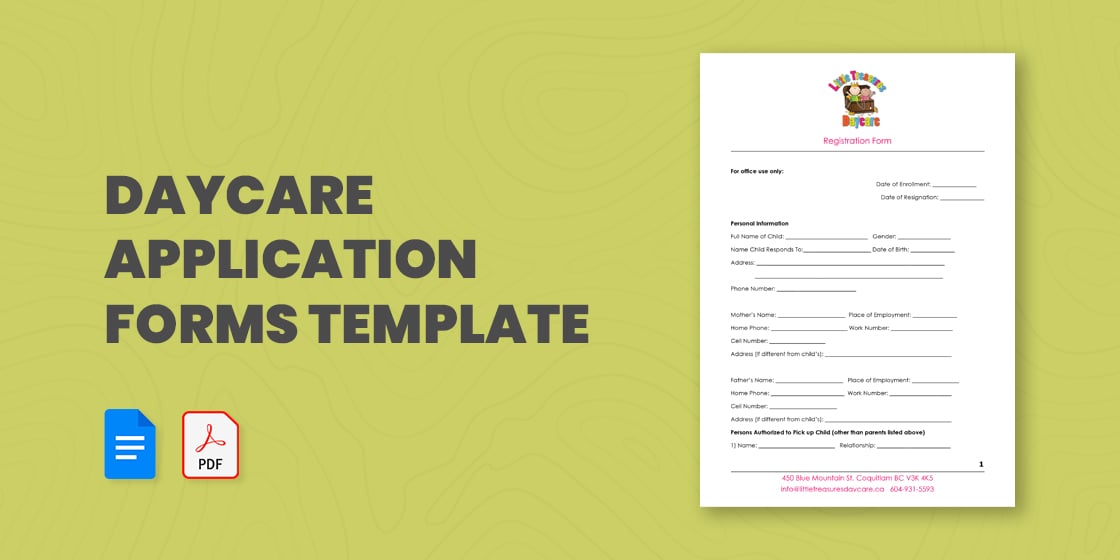 daycare application forms