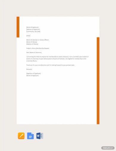 application letter for library membership template