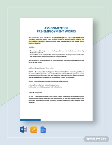assignment-of-pre-employment-works