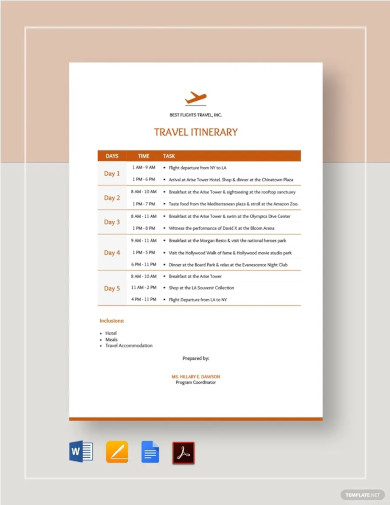 Free 42+ Itinerary Templates Microsoft Word Documents Download