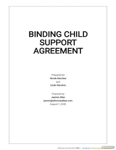 binding child support agreement template