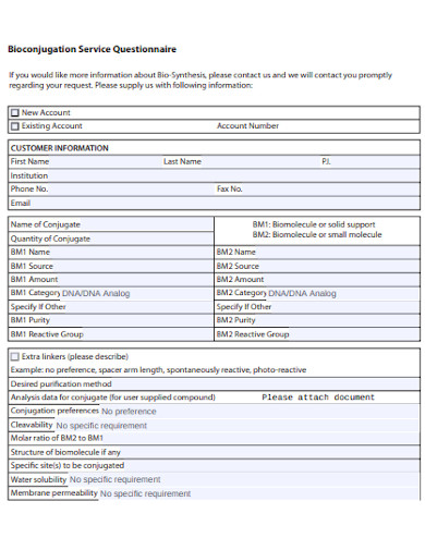 11+ Bio Questionnaire Templates in PDF | DOC