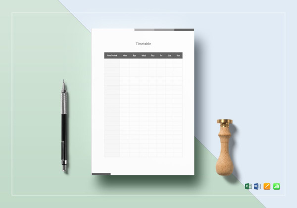 blank timetable template