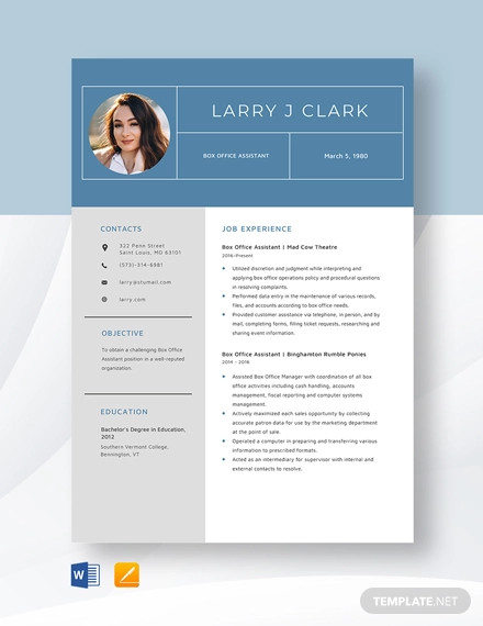 box-office-assistant-resume-template